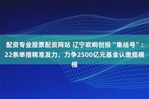 配资专业股票配资网站 辽宁吹响创投“集结号”：22条举措精准发力，力争2500亿元基金认缴规模